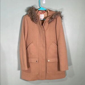 J Crew Factory Wool Blend Vail Chateau Parka Style E3931 Tan Size 8